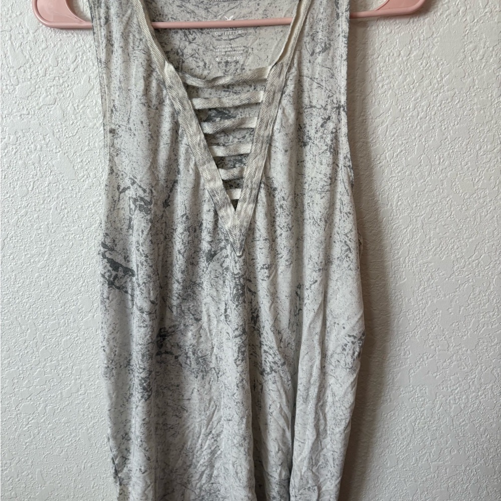 American Eagle Outfitters Gray Tie-Dye Tank Top